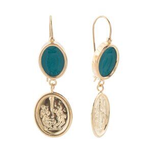 TAGLIAMONTE Made In Italy 18kt Gold Plated Green Resin Earrings